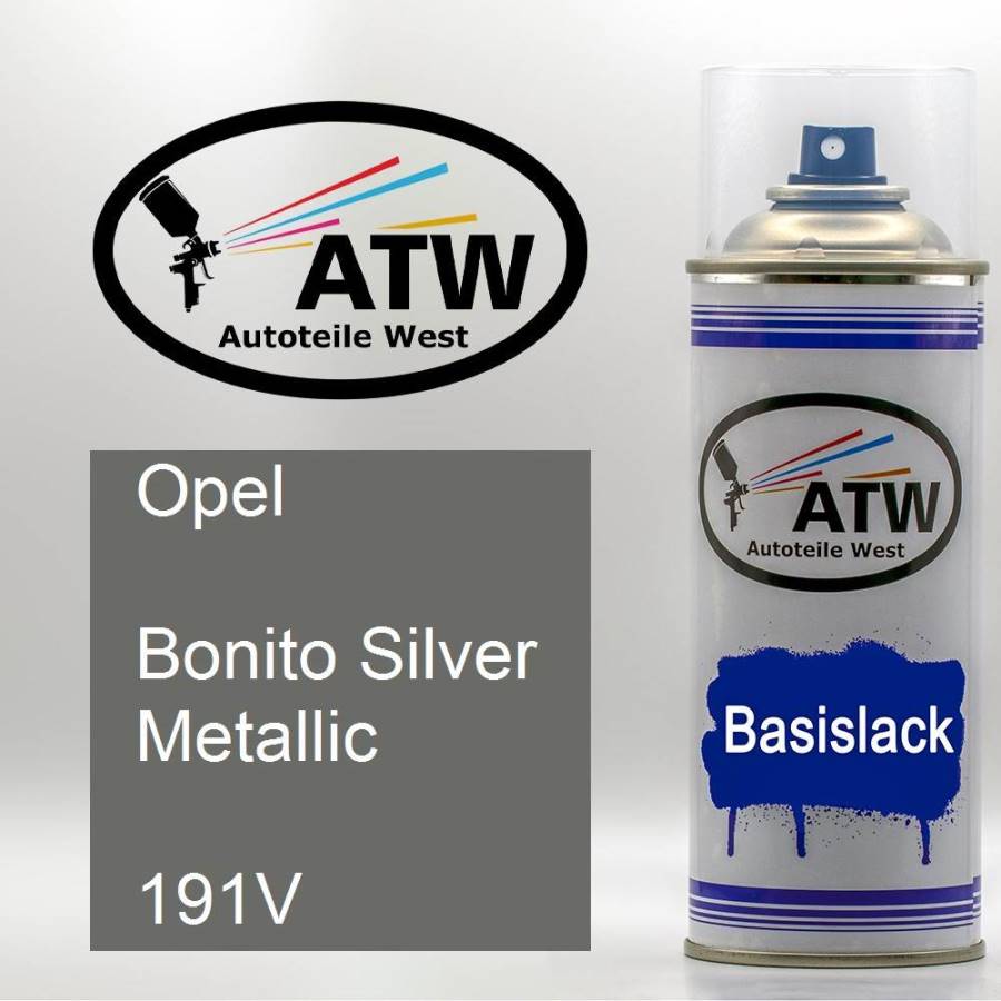 Opel, Bonito Silver Metallic, 191V: 400ml Sprühdose, von ATW Autoteile West.